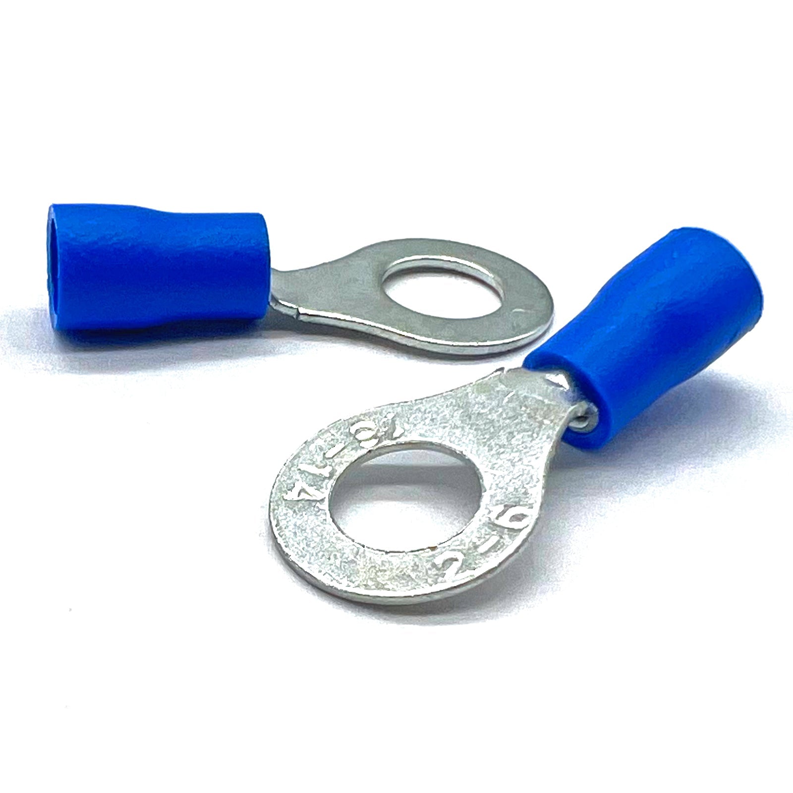 Blue PVC/Vinyl 1/4" Diameter Ring Crimp Connector, AWG 16-14