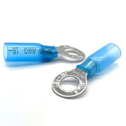 Blue Heat Shrink Marine Grade 1/4" Diameter Ring Connectors, AWG 16-14