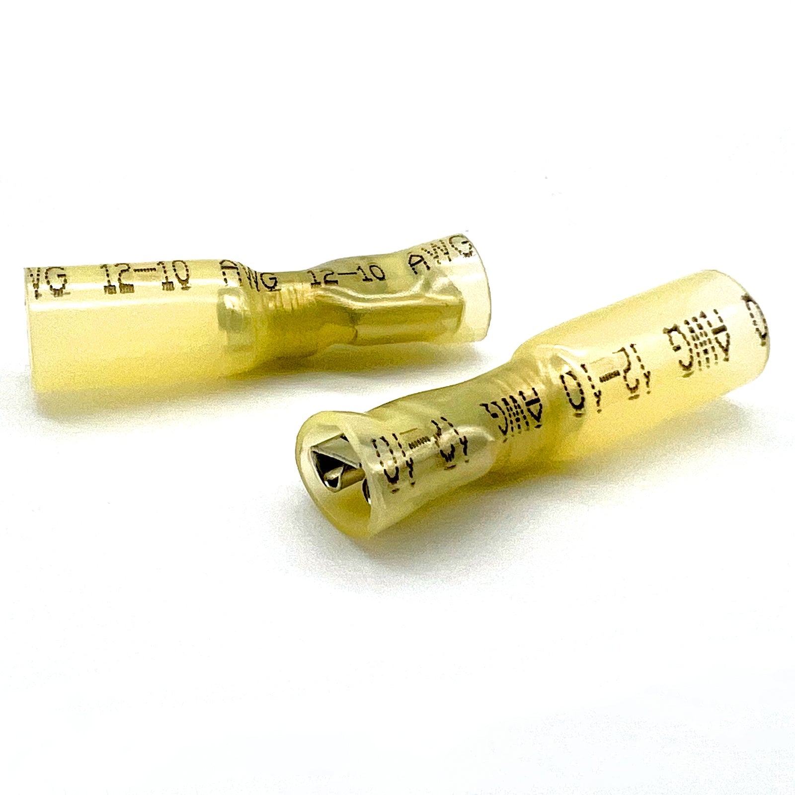 Yellow Heat Shrink Female Spade Connectors, AWG 12-10