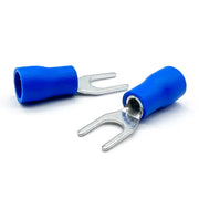 Blue PVC/Vinyl #8 Fork Crimp Connector, AWG 16-14