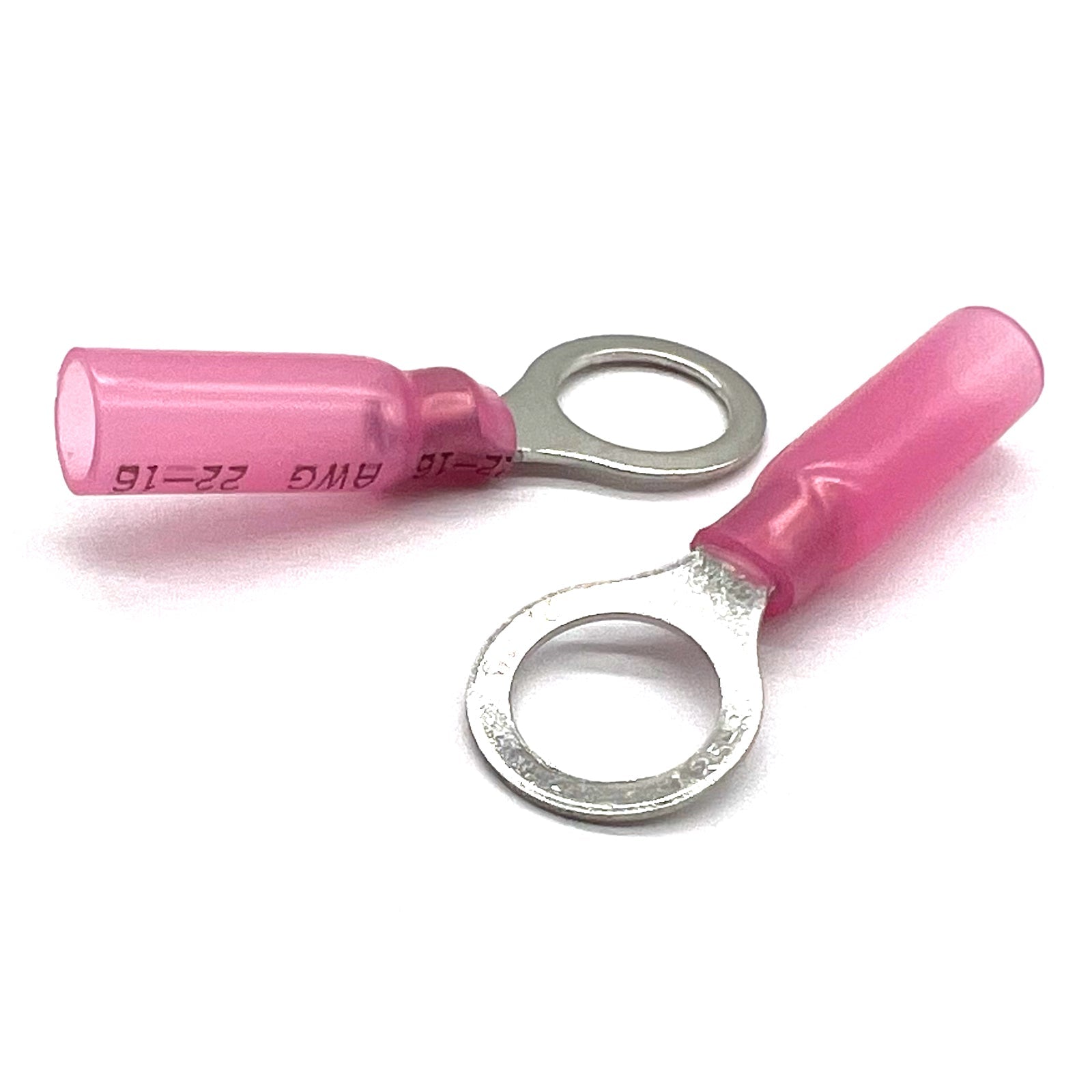 Red Heat Shrink Marine Grade 5/16" Diameter Ring Connectors, AWG 22-16