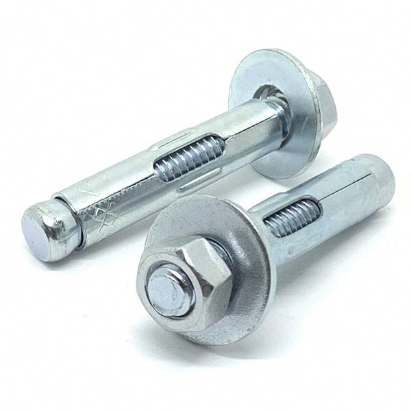 3/8-16x1-7/8" Sleeve Anchor w/ Hex Nuts & Washers Zinc Clear Steel