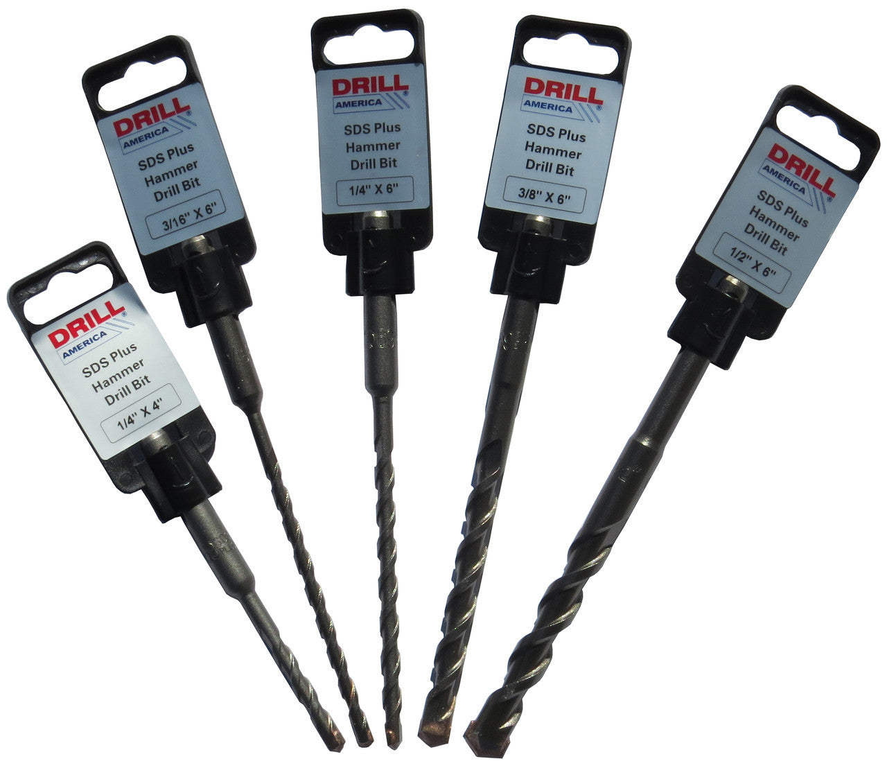 3/16" - 1/2" 5 Piece SDS-Plus Hammer Drill Bit Drill Bit Set