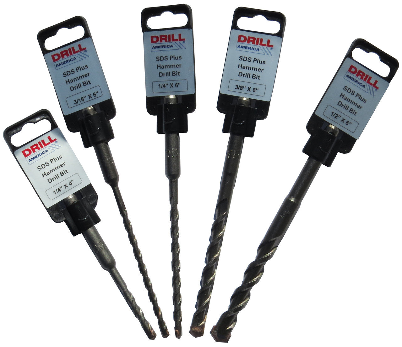 3/16" - 1/2" 5 Piece SDS-Plus Hammer Drill Bit Drill Bit Set