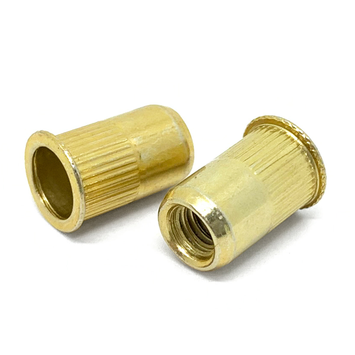 M8-1.25 (.027-.150) Steel Small Flange Knurled Body Rivet Nut Zinc Yellow
