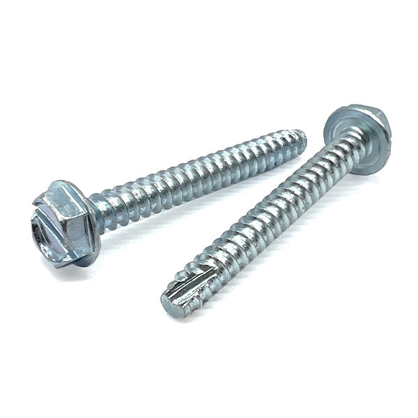 #8-18x5/8" Slotted Indent Hex Washer Head Type BT Thread Cutting Screws Zinc Clear