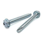 #10-16x1/2" Slotted Indent Hex Washer Head Type BT Thread Cutting Screws Zinc Clear