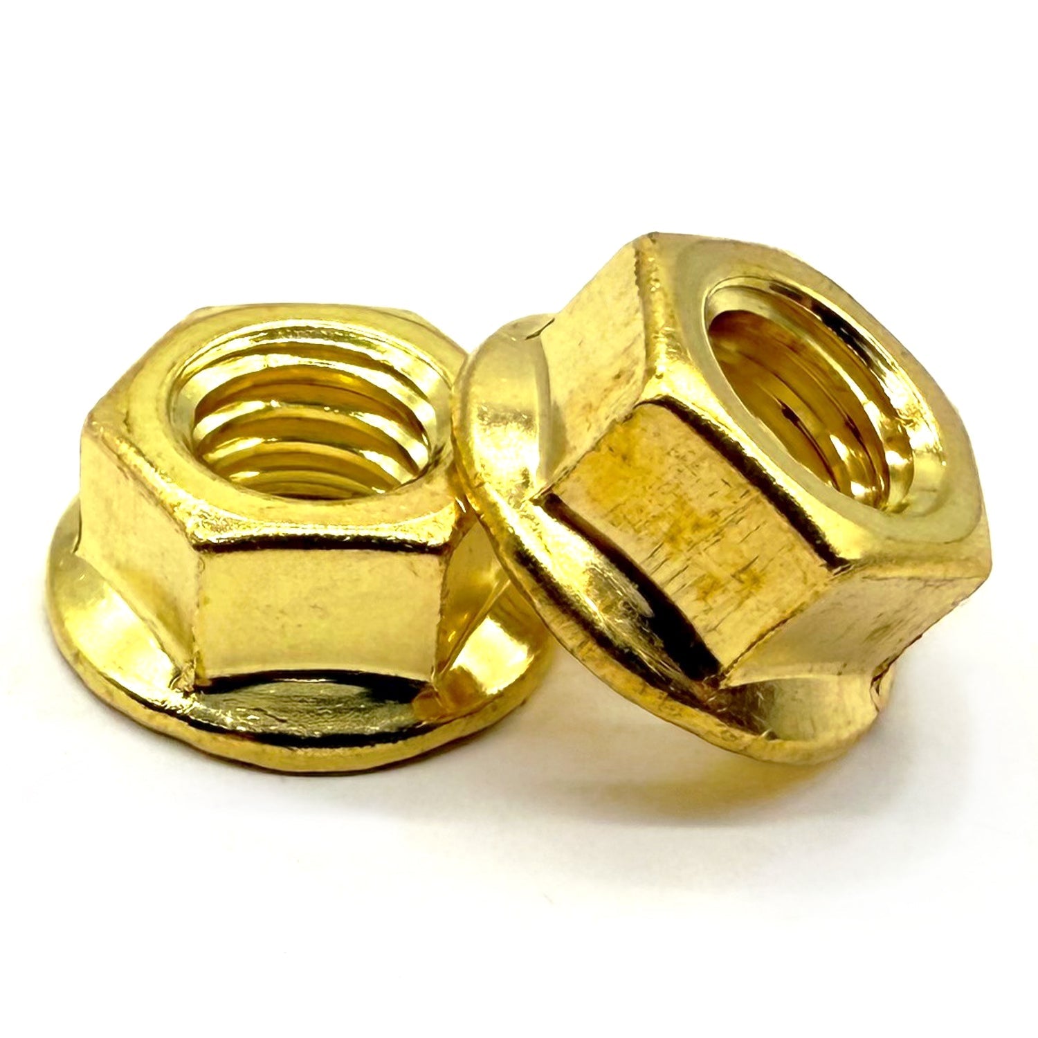 1/4"-20 Brass Serrated Hex Flange Lockut
