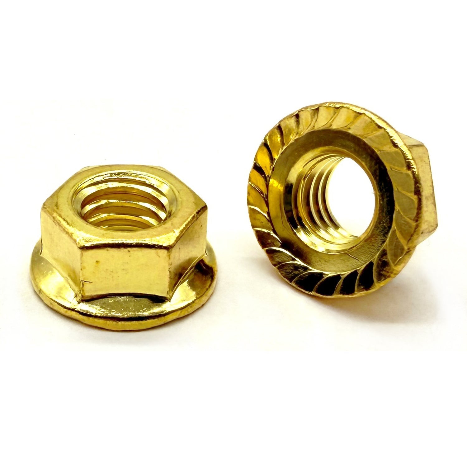 5/16"-18 Brass Serrated Hex Flange Lockut