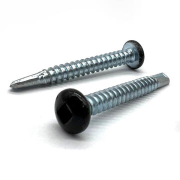 #8x1" Pan Head Square Drive #2 Point Self-Drilling TEKS Screw Black Painted Head Zinc