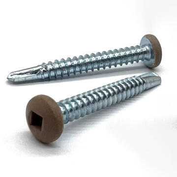#10x3/4" Pan Head Square Drive #3 Point Self-Drilling TEKS Screw Tan Painted Head Zinc