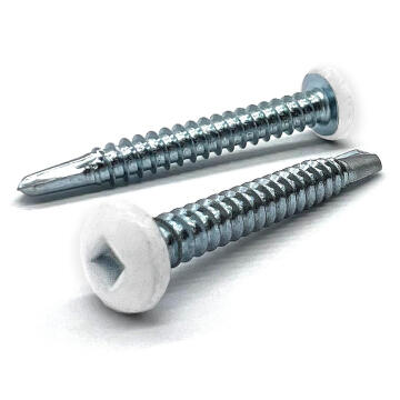 #8x1/2" Pan Head Square Drive #2 Point Self-Drilling TEKS Screw White Painted Head Zinc