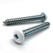 #8x1-1/4" Pan Head Square Drive Type AB Sheet Metal Screw White Painted Head Zinc