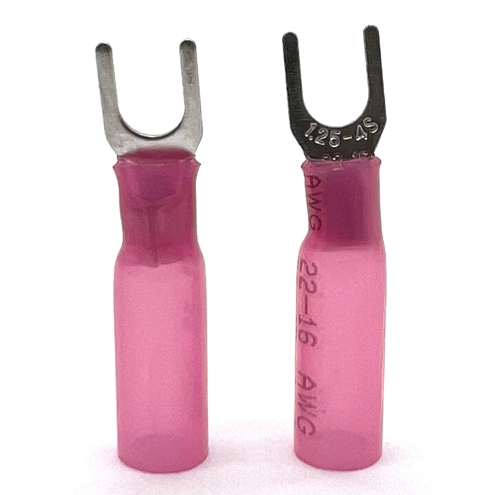 Red Heat Shrink Marine Grade #10 U-Type Fork Connectors, AWG 22-16
