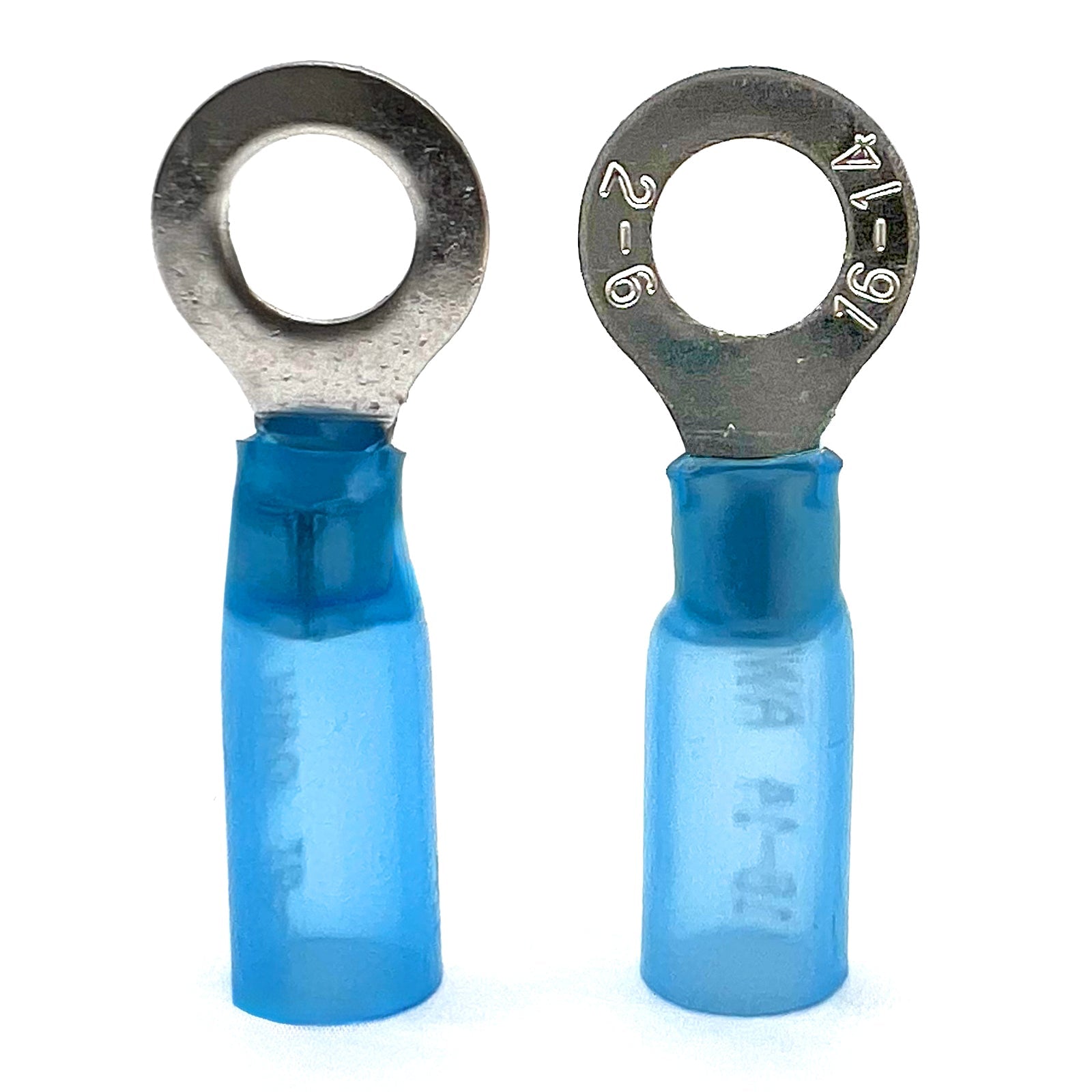 Blue Heat Shrink Marine Grade 5/16" Diameter Ring Connectors, AWG 16-14
