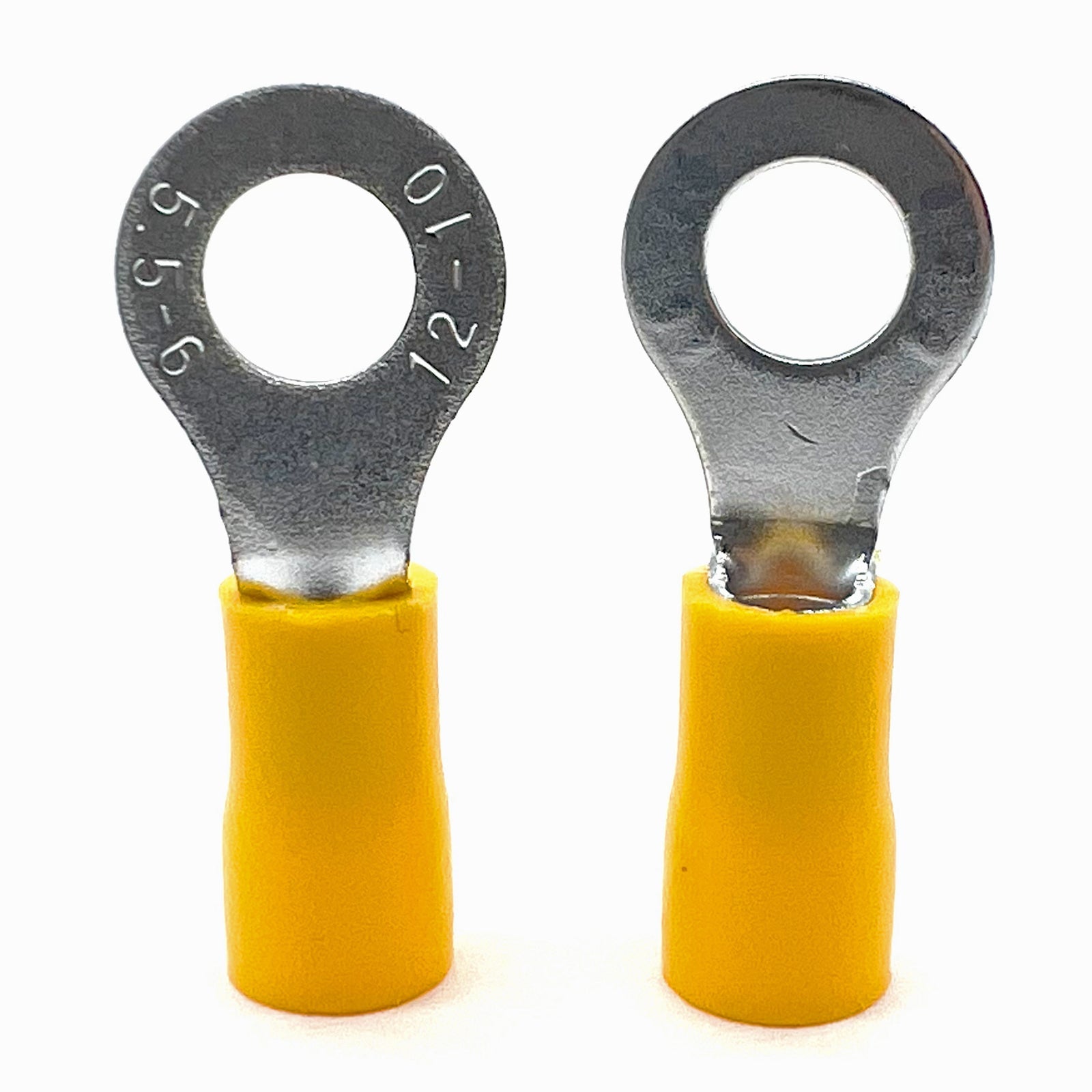 Yellow PVC/Vinyl #10 Diameter Ring Crimp Connector, AWG 12-10