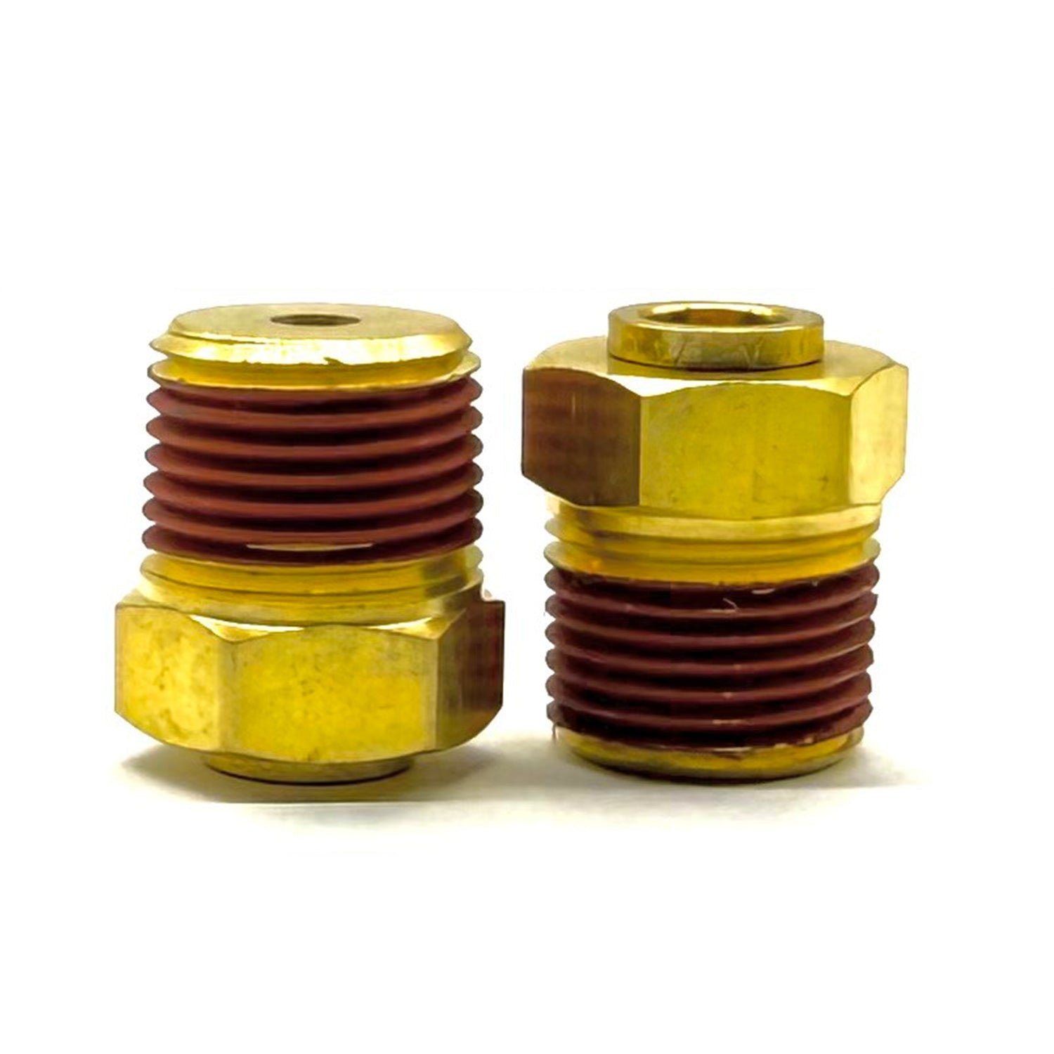3/8" Tube to 3/8" NPT Straight Male Pipe Connector, Brass D.O.T. Push to Connect Air Brake Fitting with Red Acrylic Thread Sealant