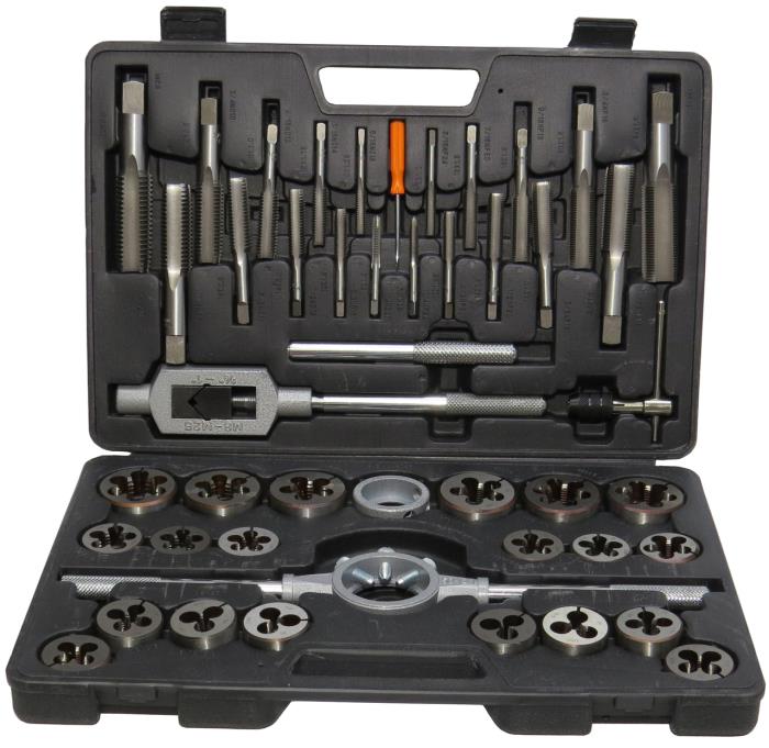 40 Piece #4-1/2" HSS Tap and Die Set with Round Die