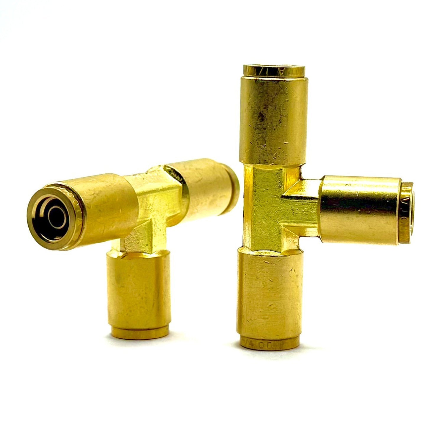 1/2" Tube Union Tee Coupling, D.O.T. Brass Push to Connect Air Brake Fitting