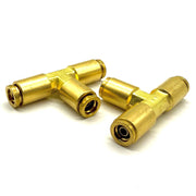 3/8" Tube Union Tee Coupling, D.O.T. Brass Push to Connect Air Brake Fitting