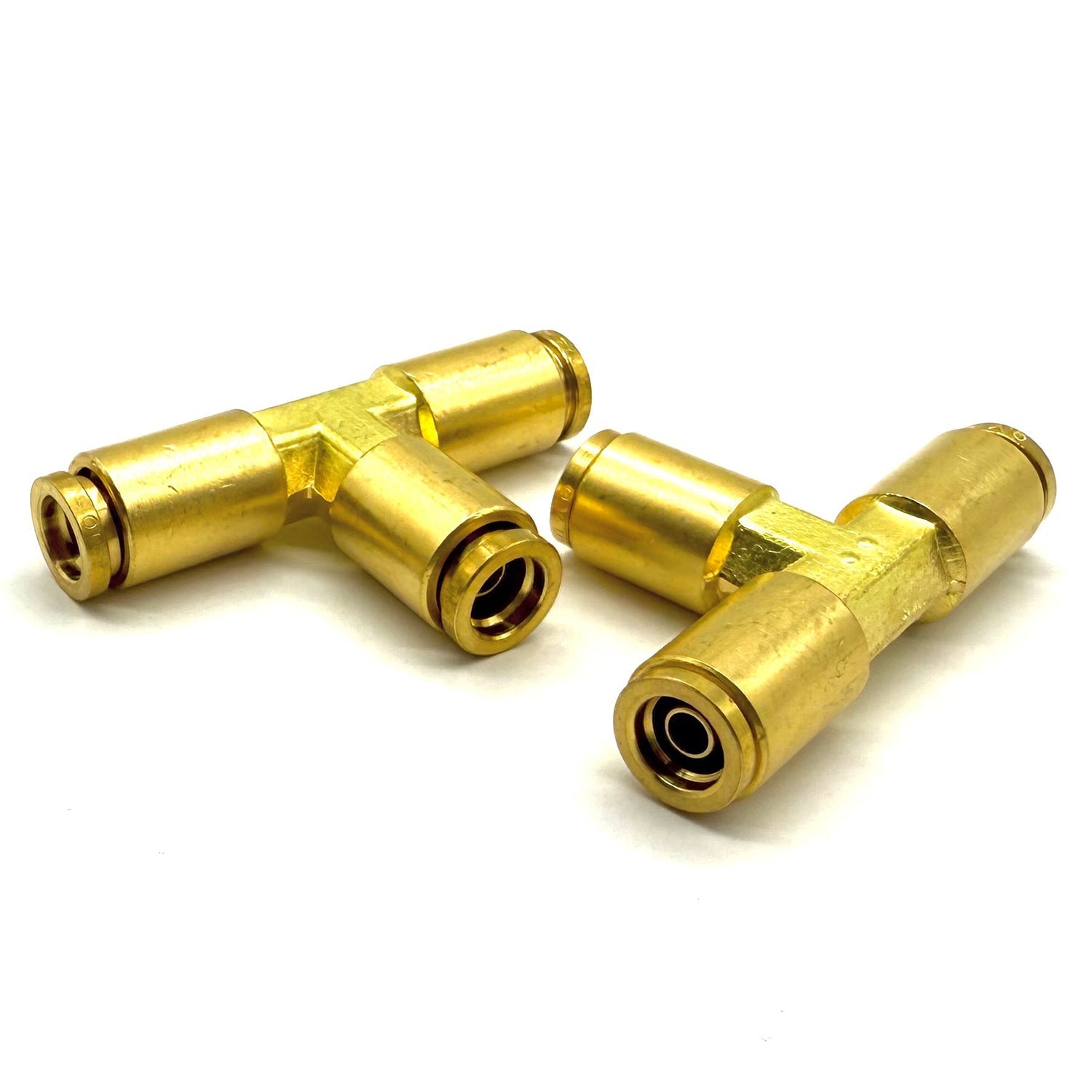 1/2" Tube Union Tee Coupling, D.O.T. Brass Push to Connect Air Brake Fitting