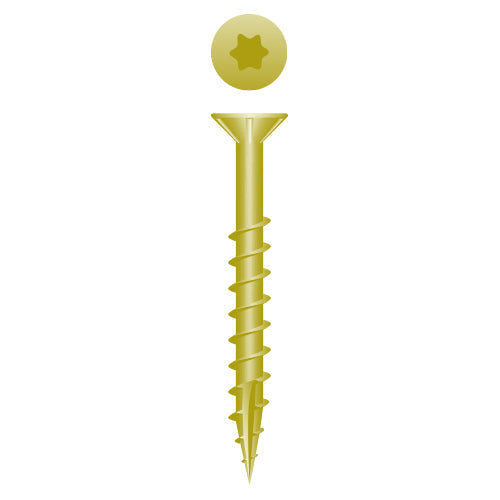 #10 Strong-Point Flat Head w/Nibs 10 x 3-1/2, T-25,Coarse, Type '17', Zinc Yellow