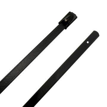 26.7" 150lb 316 Stainless Steel Zip Cable Tie Black Polyester Coated