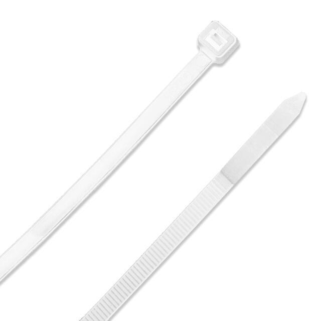 7.6" - 50LBS Natural Nylon Cable Zip Ties White