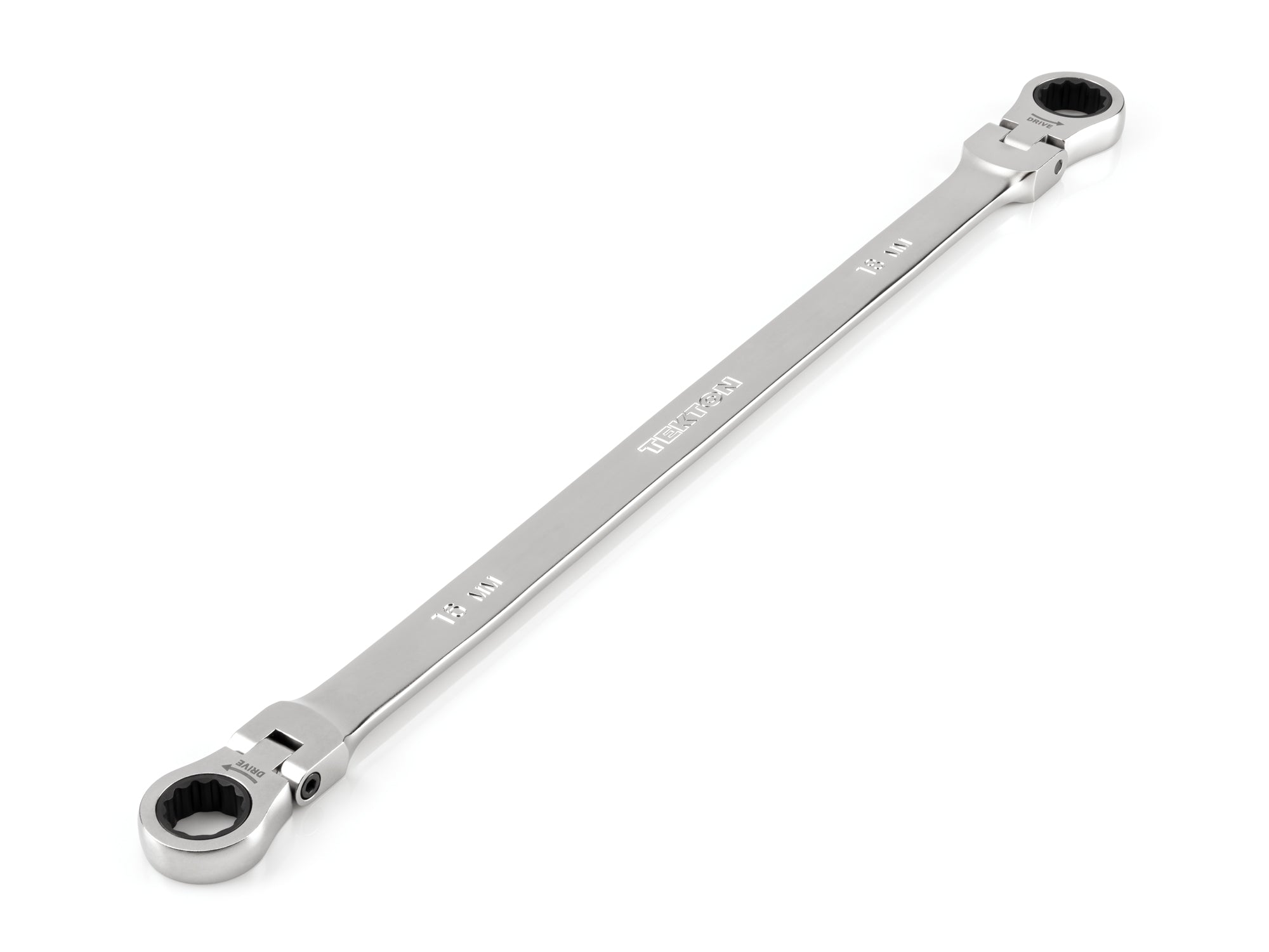 16 x 18 mm Long Flex Head 12-Point Ratcheting Box End Wrench