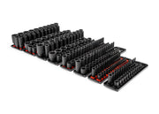 1/4, 3/8, 1/2 Inch Drive Shallow and Deep 6-Point Impact Socket Set with Rails and Trays, 230-Piece (5/32 - 1-1/2 in., 4-38 mm)