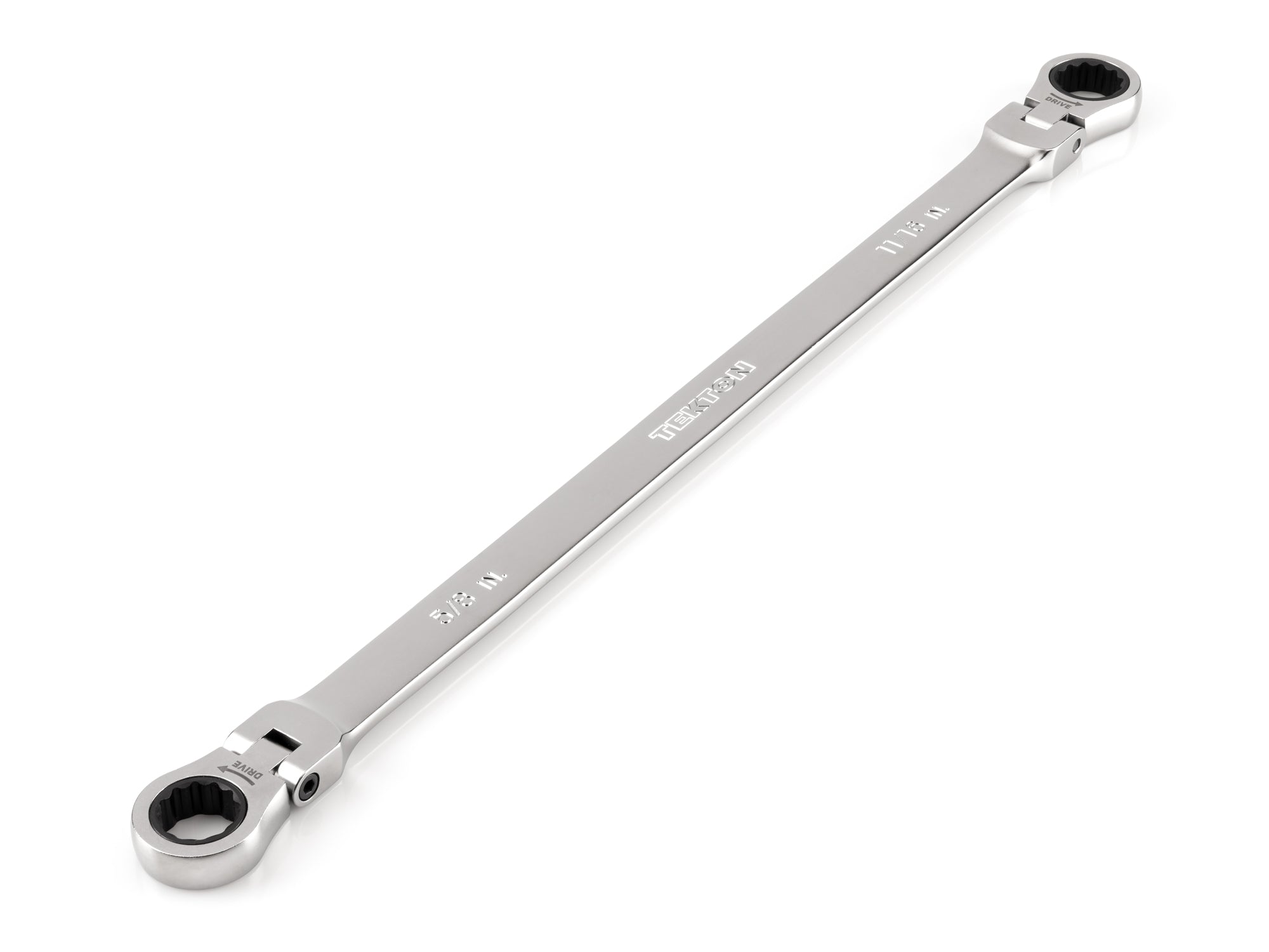 5/8 x 11/16 Inch Long Flex Head 12-Point Ratcheting Box End Wrench