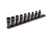 3/8 Inch Drive Shallow 6-Point Universal Joint Impact Socket Set with Rail, 9-Piece (5/16 - 3/4 in.)