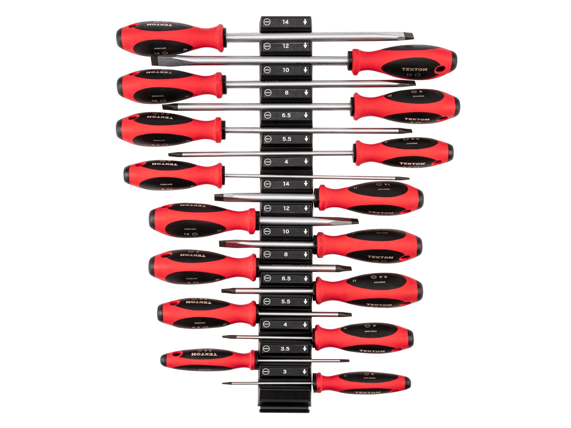 Slotted Screwdriver Set with Modular Organizers - 4, 8 Inch Shanks, 16-Piece (3 - 14 mm)
