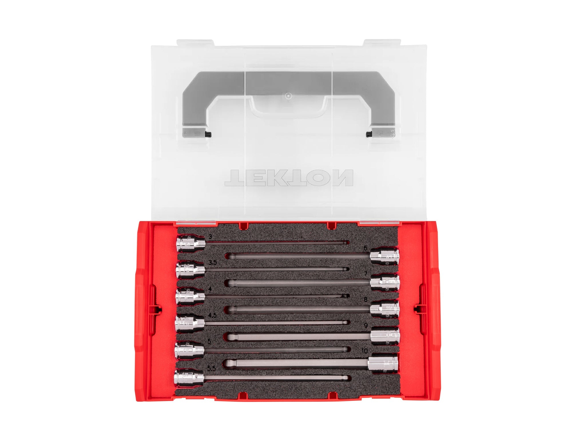 3/8 Inch Drive Long Ball End Hex Bit Socket Set with Mini Stacking Tool Box, 11-Piece (3 - 10 mm)