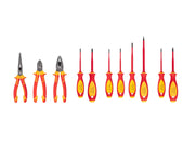 Insulated Phillips, Slotted, Square Drivers and Pliers Set, 11-Piece (Combination, Long Nose, Diagonal Cutting)