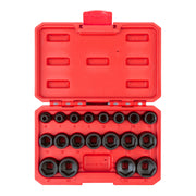 3/8 Inch Drive Shallow 6-Point Impact Socket Set with Case, 19-Piece (6 - 24 mm)