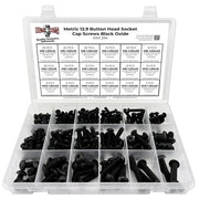 Metric 12.9 Alloy Allen Button Head Socket Cap Screws Bolts Black Oxide Assortment - 211 PCS