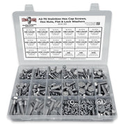 Metric A2 Stainless Steel Hex Cap Screws, Hex Nuts, Flat & Lock Washers - 341 PCS
