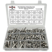 Inch 18-8 Stainless Steel Hex Cap Screws, Hex Nuts, Flat & Lock Washers - 380 PCS