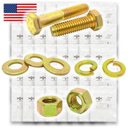 Inch Grade 8 Coarse Hex Cap Screws, Hex Nuts, Flat & Lock Washers Zinc Yellow USA Made Hardware - 2011 PCS