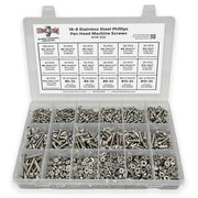 Inch Stainless Steel Phillips Pan Head Machine Screws, Hex Nuts, Flat & Lock Washers - 1921 PCS