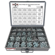 Metric Phillips Pan Head Machine Screws, Nuts, Flat & Lock Washers Zinc - 3371 PCS