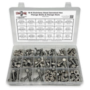 Inch Stainless Steel Serrated Hex Flange Bolts Screws Nuts Assortment Kit - 280 PCS