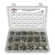 Metric A2-70 Allen Button Head Socket Cap Screws Bolts Stainless Steel Assortment - 211 PCS