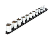1/2 Inch Drive Shallow 6-Point Socket Set with Rail, 11-Piece (3/8 - 1 in.)