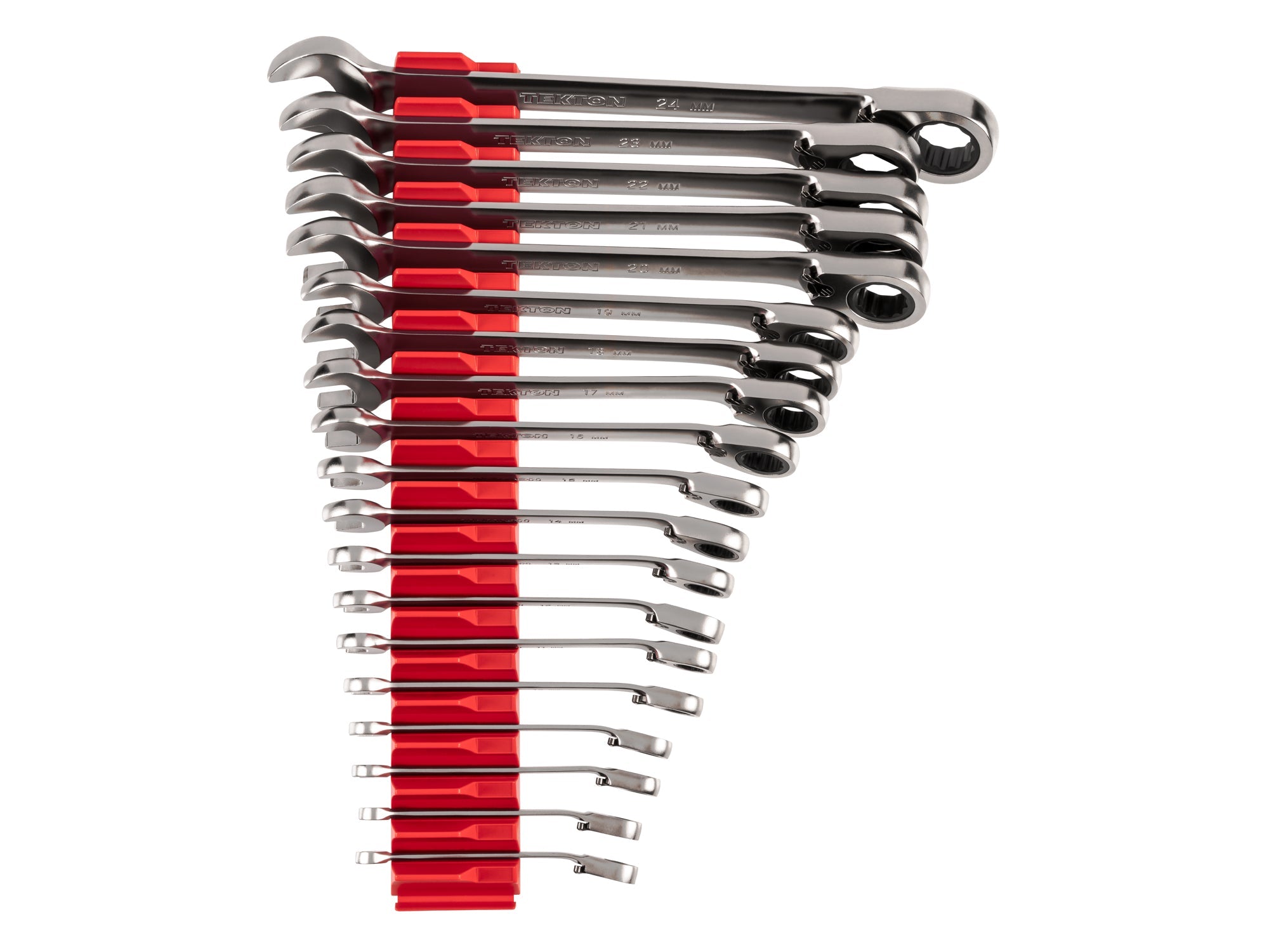 Reversible 12-Point Ratcheting Combination Wrench Set with Modular Organizers, 19-Piece (6-24 mm)