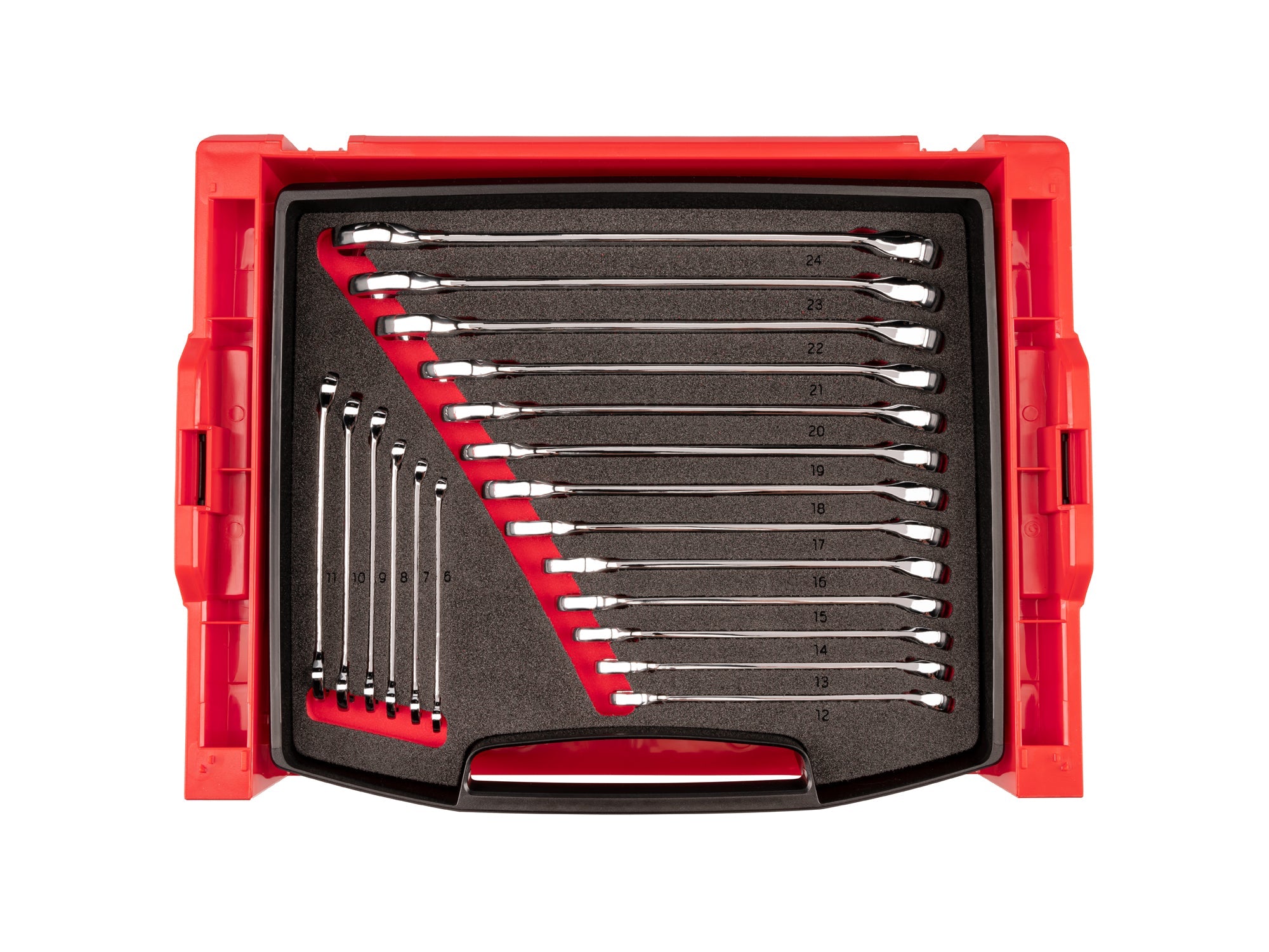 Combination Wrench Set with Open Top Drawer and Rack, 19-Piece (6 - 24 mm)
