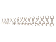 3/8 Inch Drive 6-Point Flare Nut Crowfoot Wrench Set, 32-Piece (5/16 - 1-1/16 in., 8-27 mm)