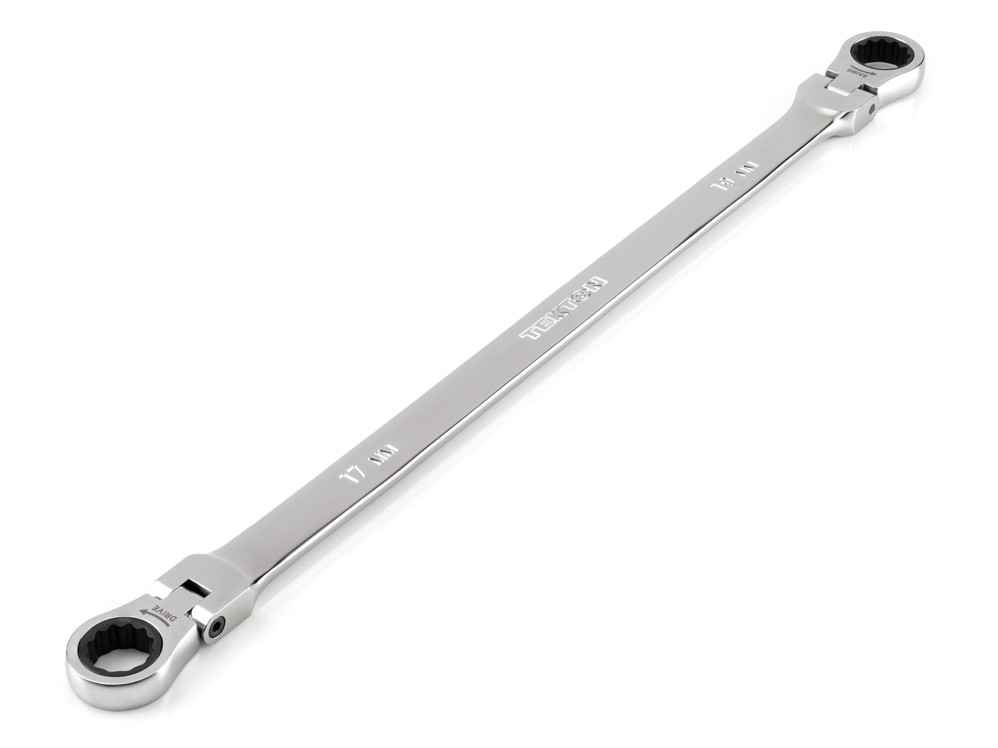 17 x 19 mm Long Flex Head 12-Point Ratcheting Box End Wrench