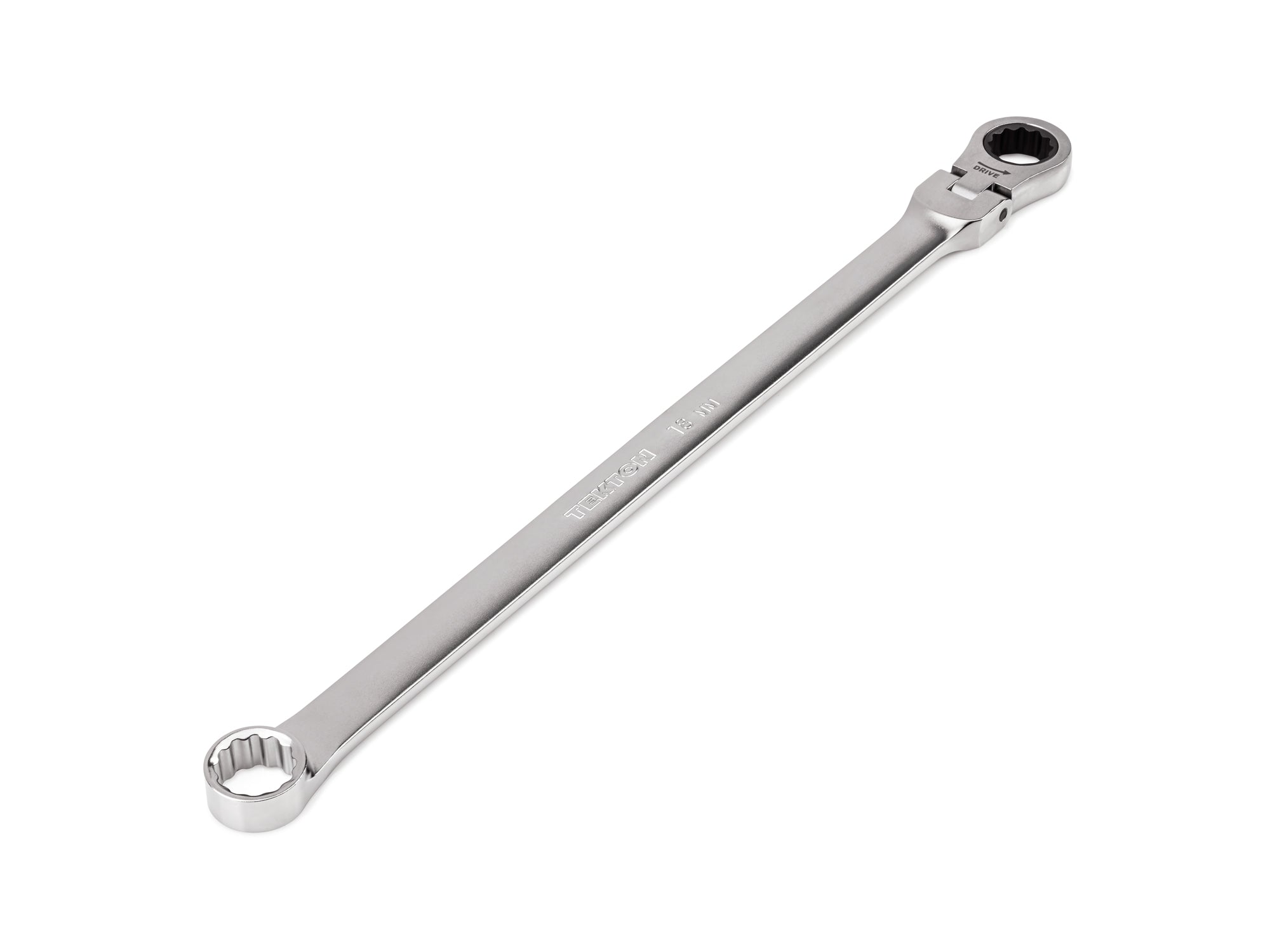 18 mm Long Fixed/Flex Head 12-Point Ratcheting Box End Wrench